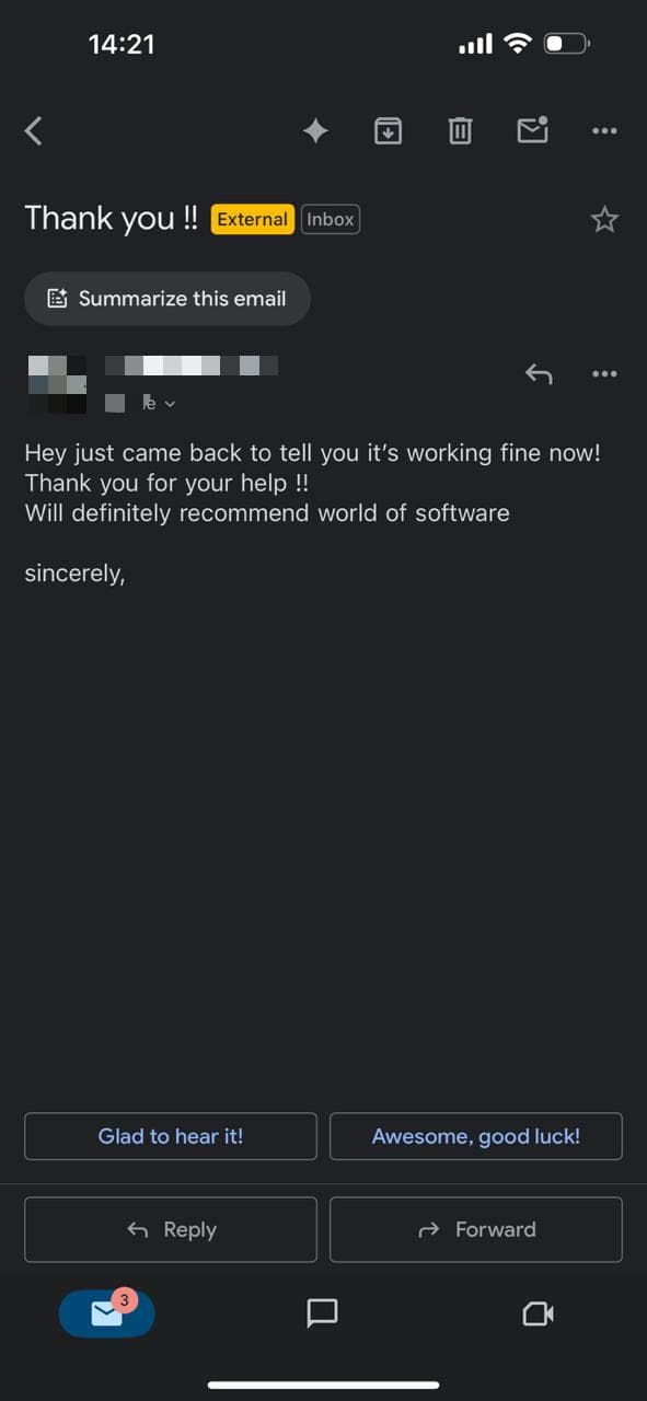 Testimonial screenshot